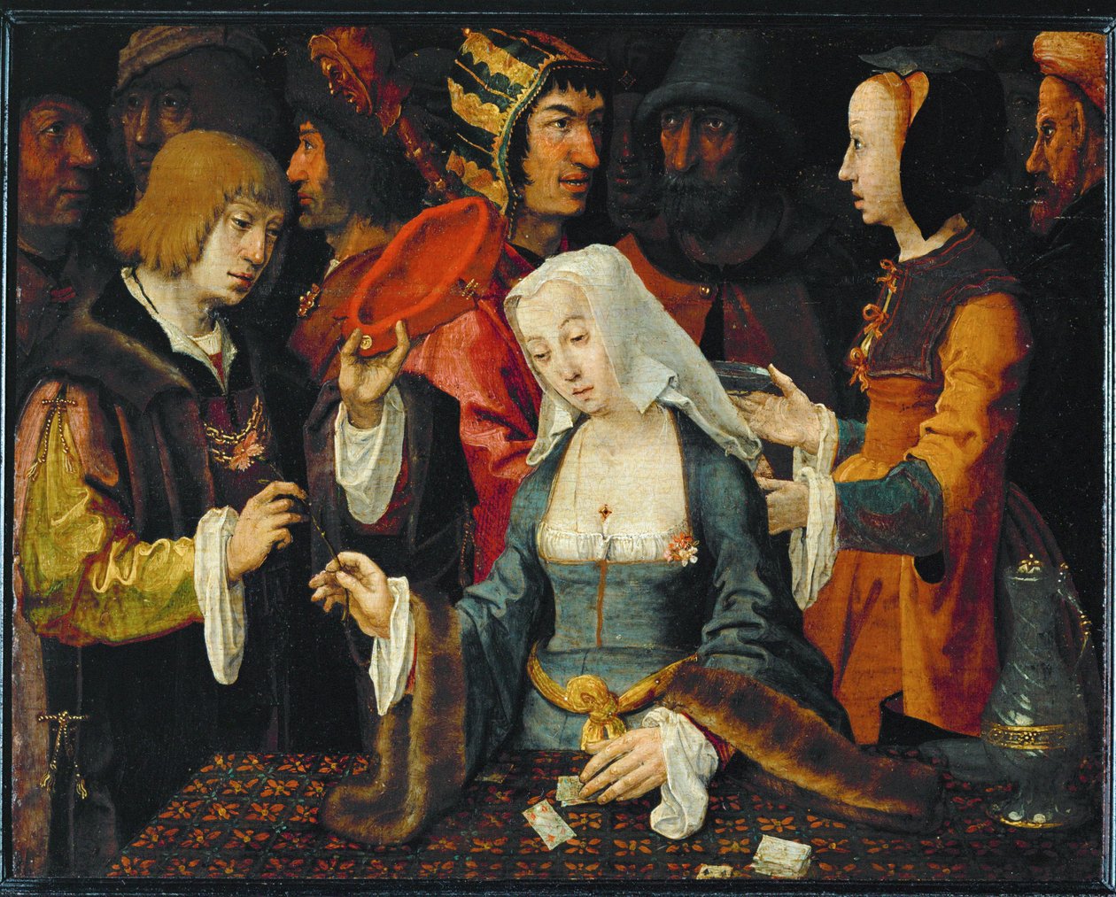 A Tireuse de cartes ... de Lucas van (studio of) Leyden