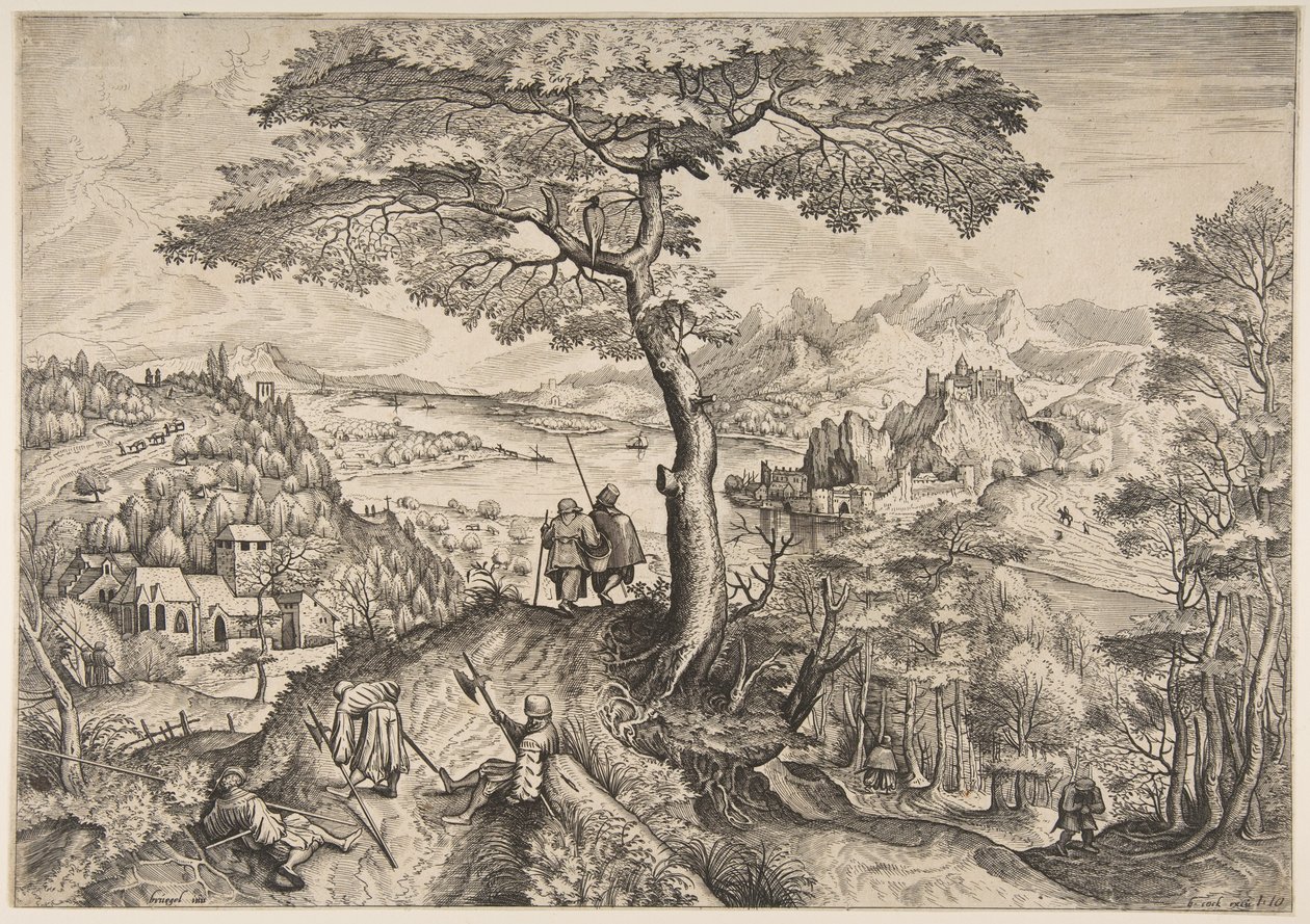 Soldados em Repouso Milites Requiescentes das Grandes Paisagens, ca. 1555-56 de Lucas van Doetecum