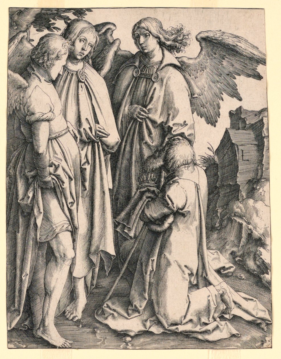 Abraão e os três anjos de Lucas van Leyden