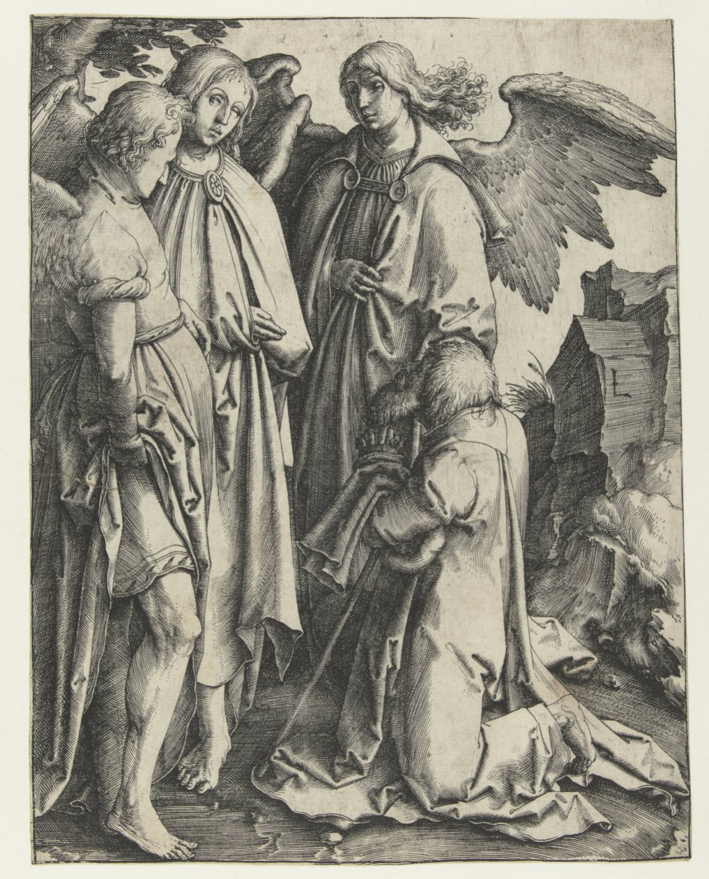 Abraão e os três anjos de Lucas van Leyden