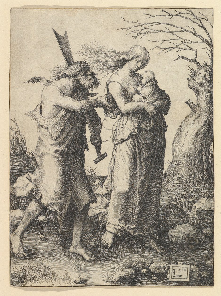 Adão e Eva após a expulsão, 1510. de Lucas van Leyden