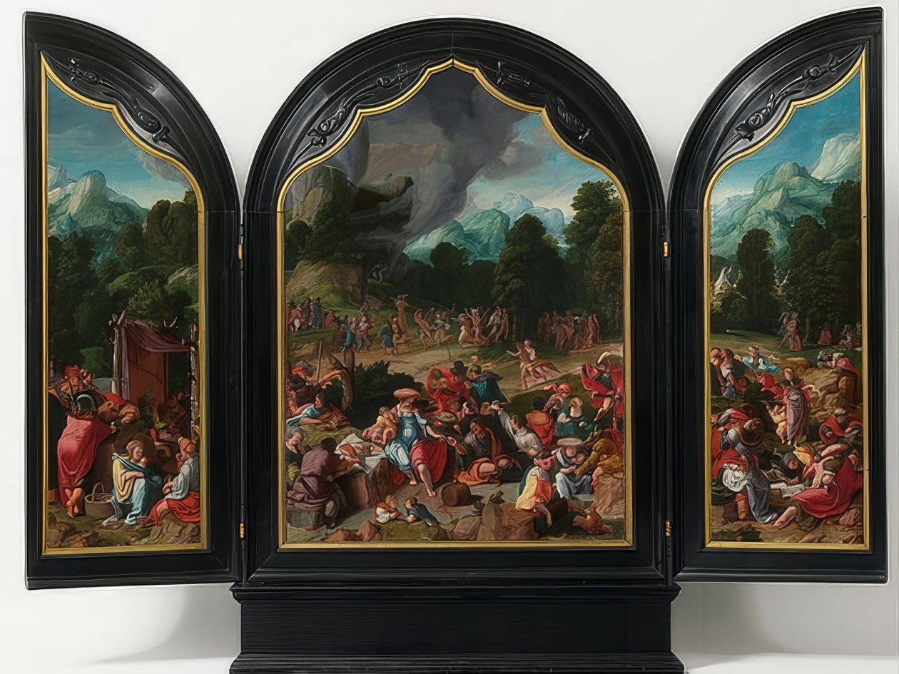 Adoração do bezerro de ouro. Por volta de 1530 de Lucas van Leyden