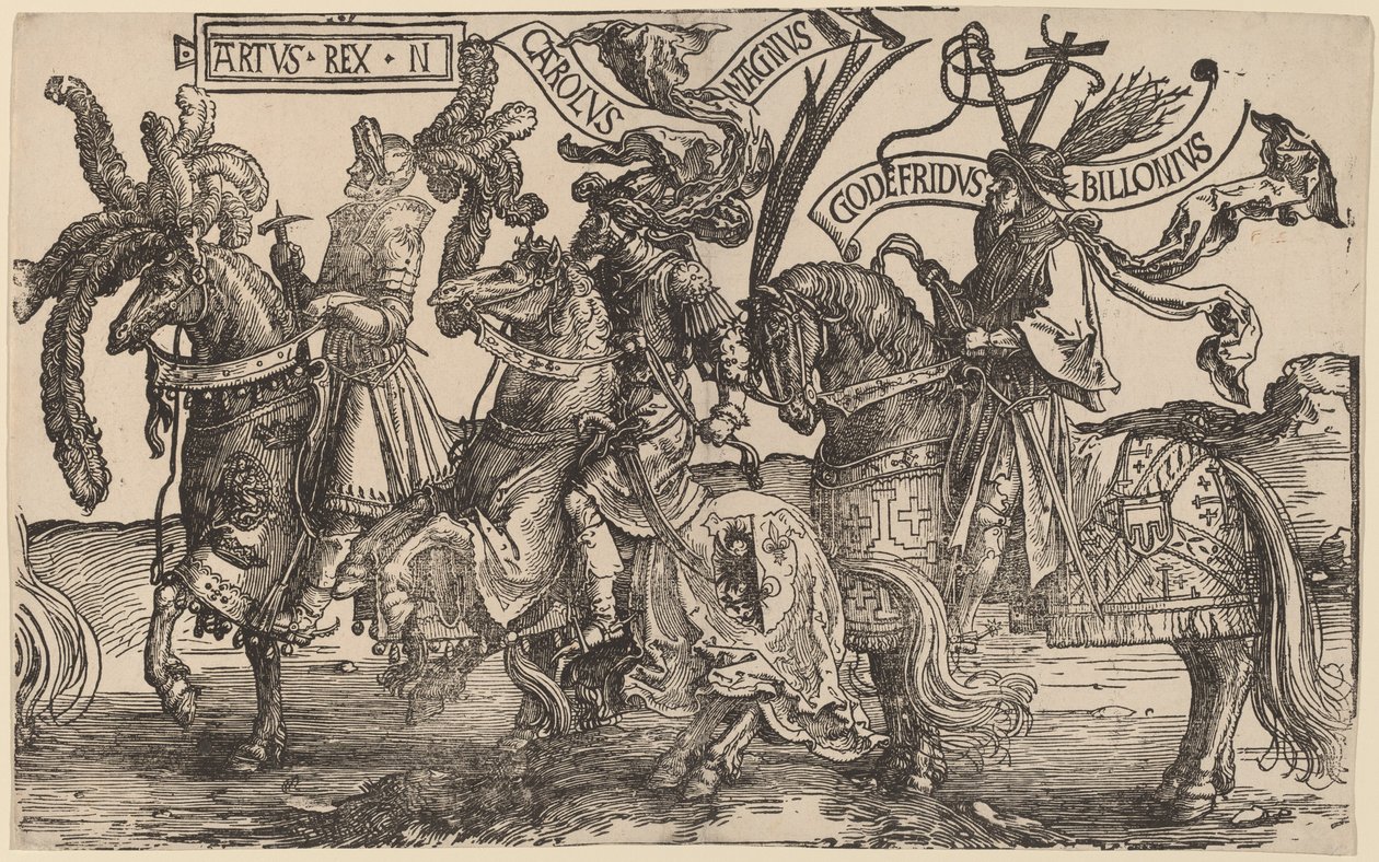 Arthur, Carlos, o Grande (Carlos Magno), Godfry de Bouillon de Lucas van Leyden