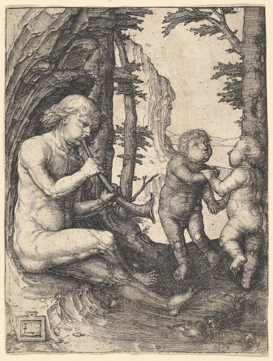 Menino com trompete, ca. 1507 de Lucas van Leyden
