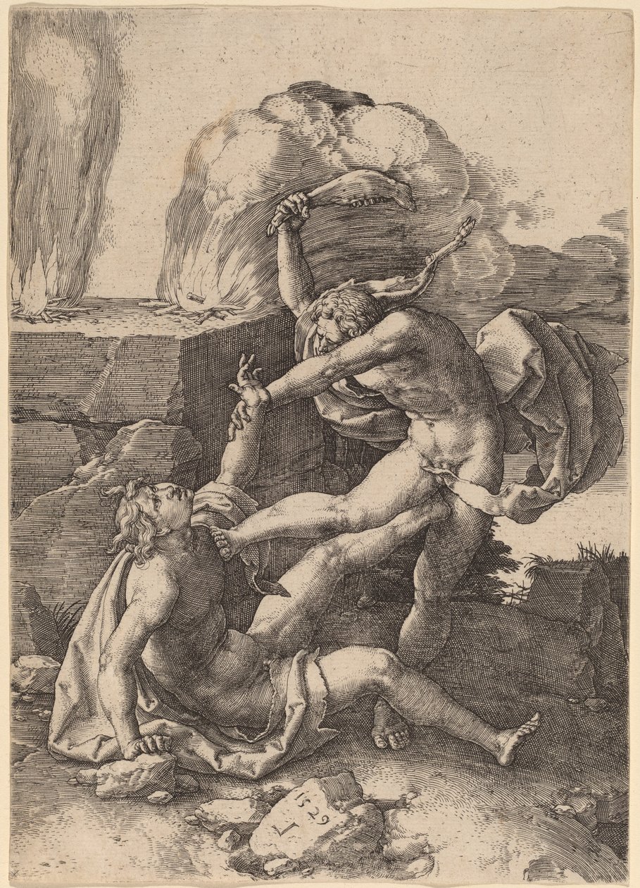 Caim matando Abel de Lucas van Leyden