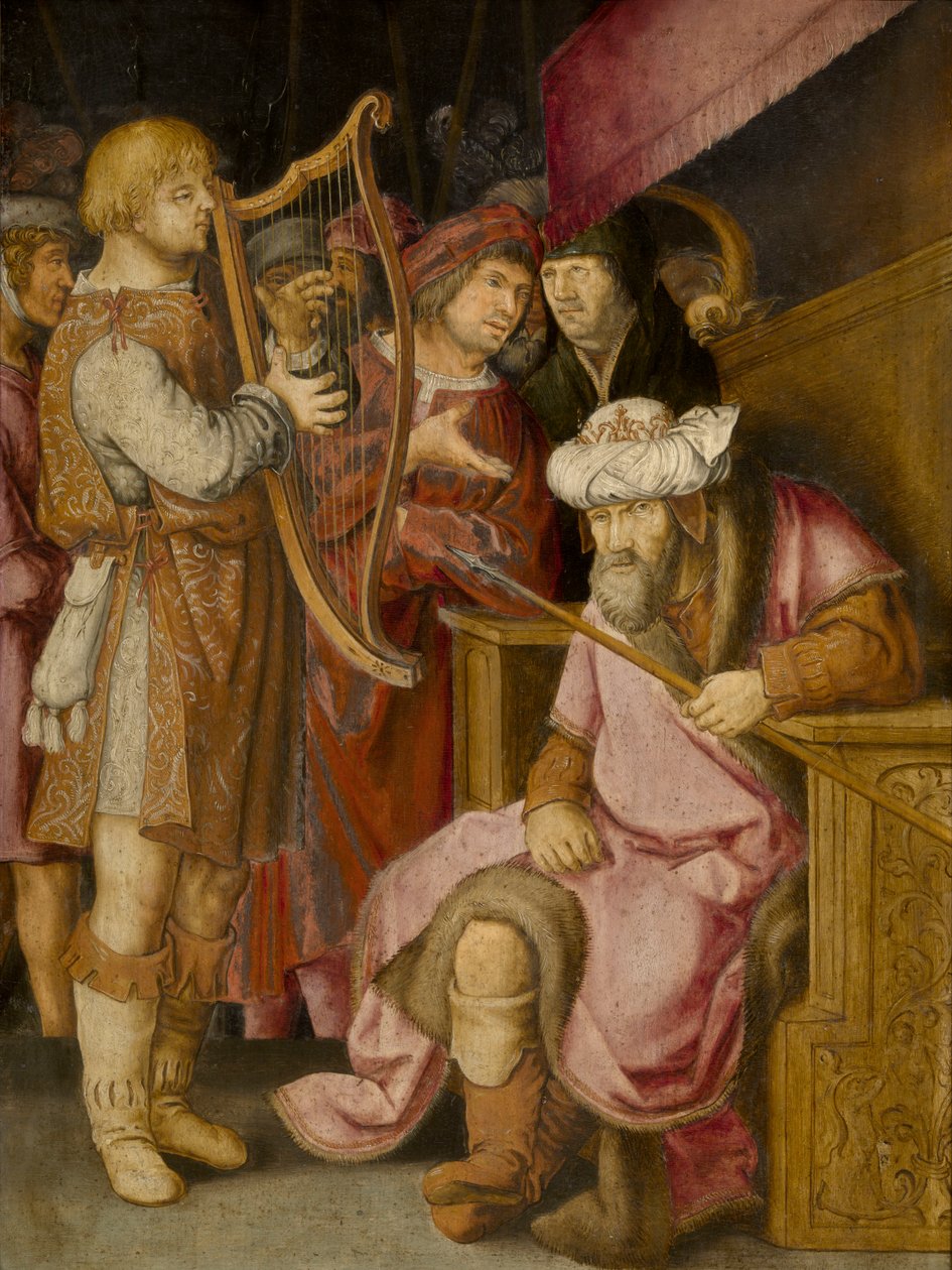 David tocando harpa para Saul de Lucas van Leyden