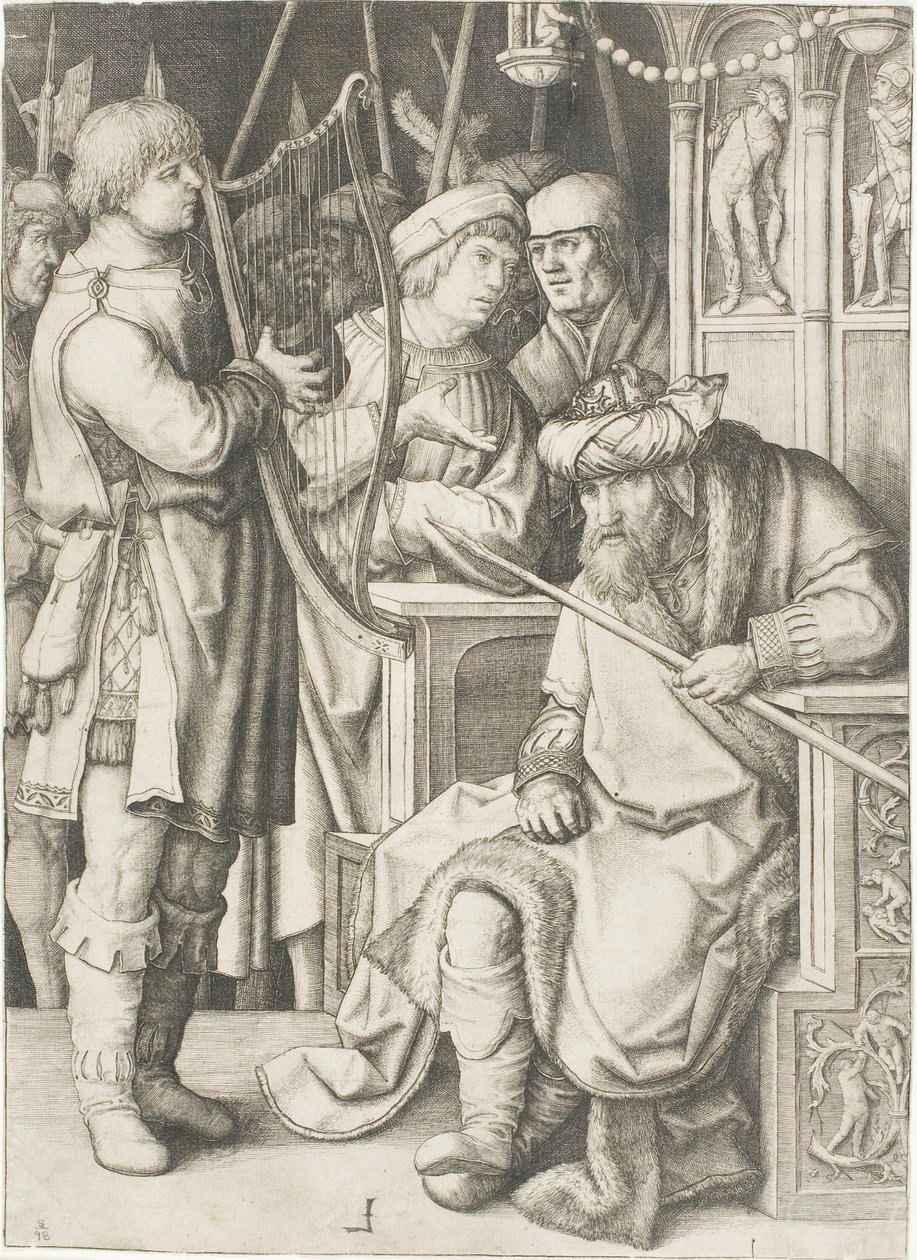 Davi tocando harpa diante de Saul de Lucas van Leyden