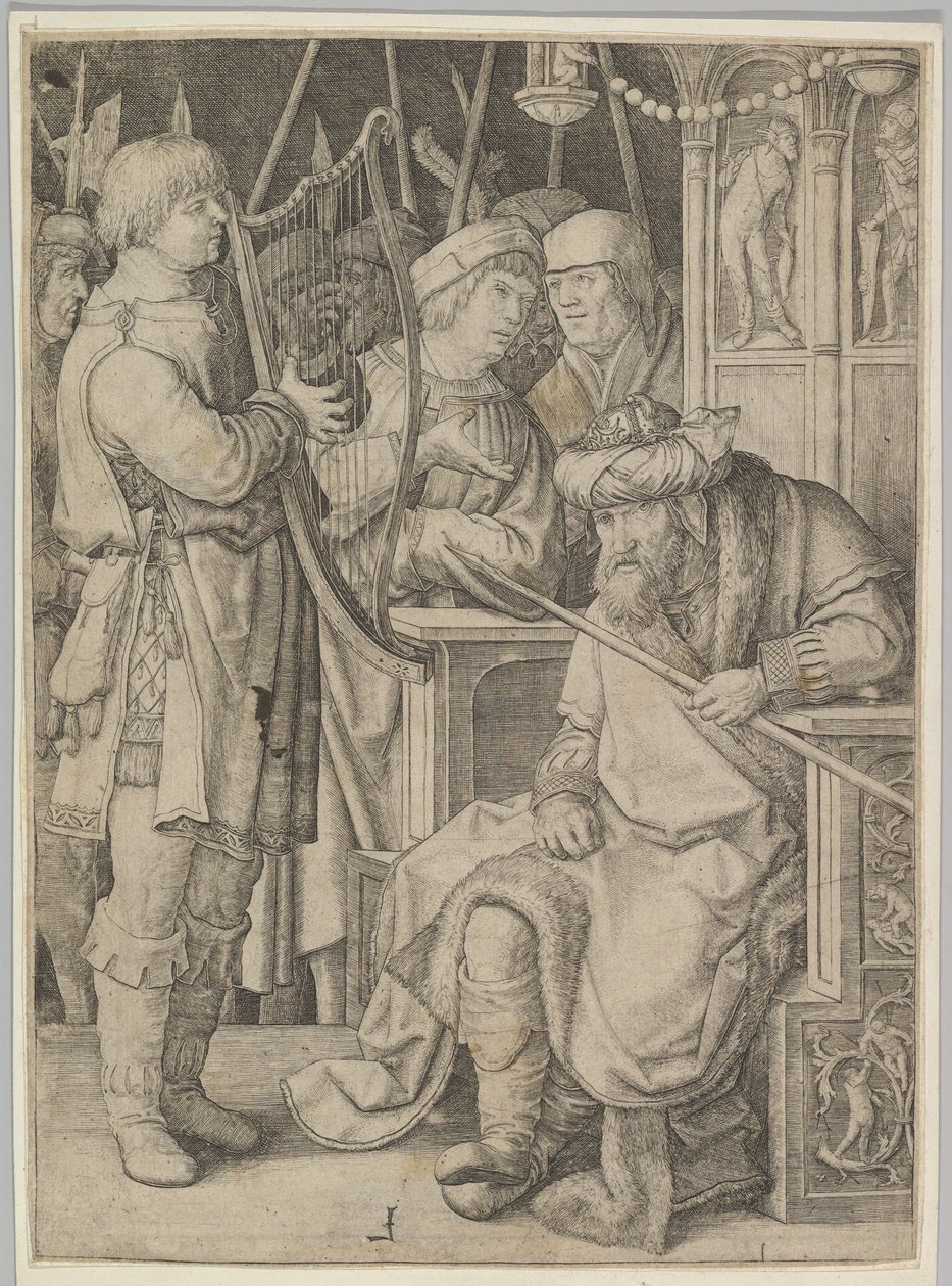 David tocando harpa perante Saul de Lucas van Leyden