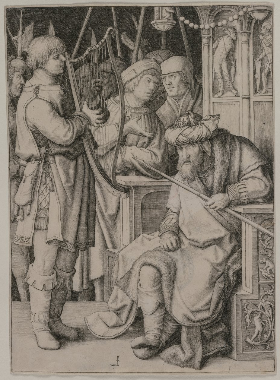 Davi tocando harpa diante de Saul de Lucas van Leyden