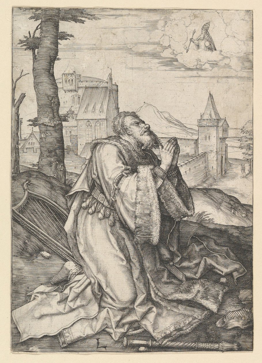 David Praying, ca. 1507 de Lucas van Leyden