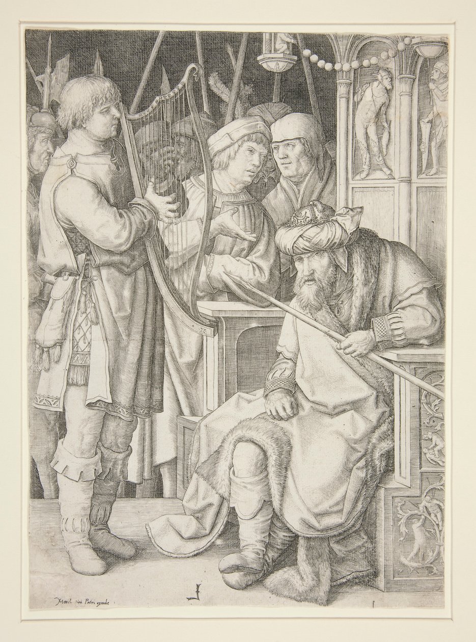 David tocando a Harpa antes de Saul de Lucas van Leyden
