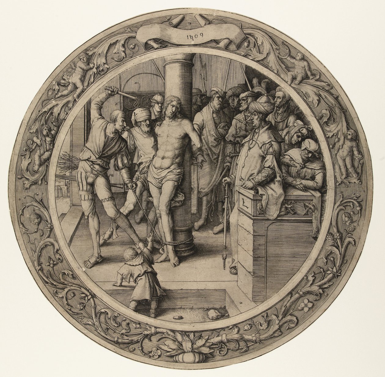 A Flagelação de Cristo The Round Passion (título da série) de Lucas van Leyden