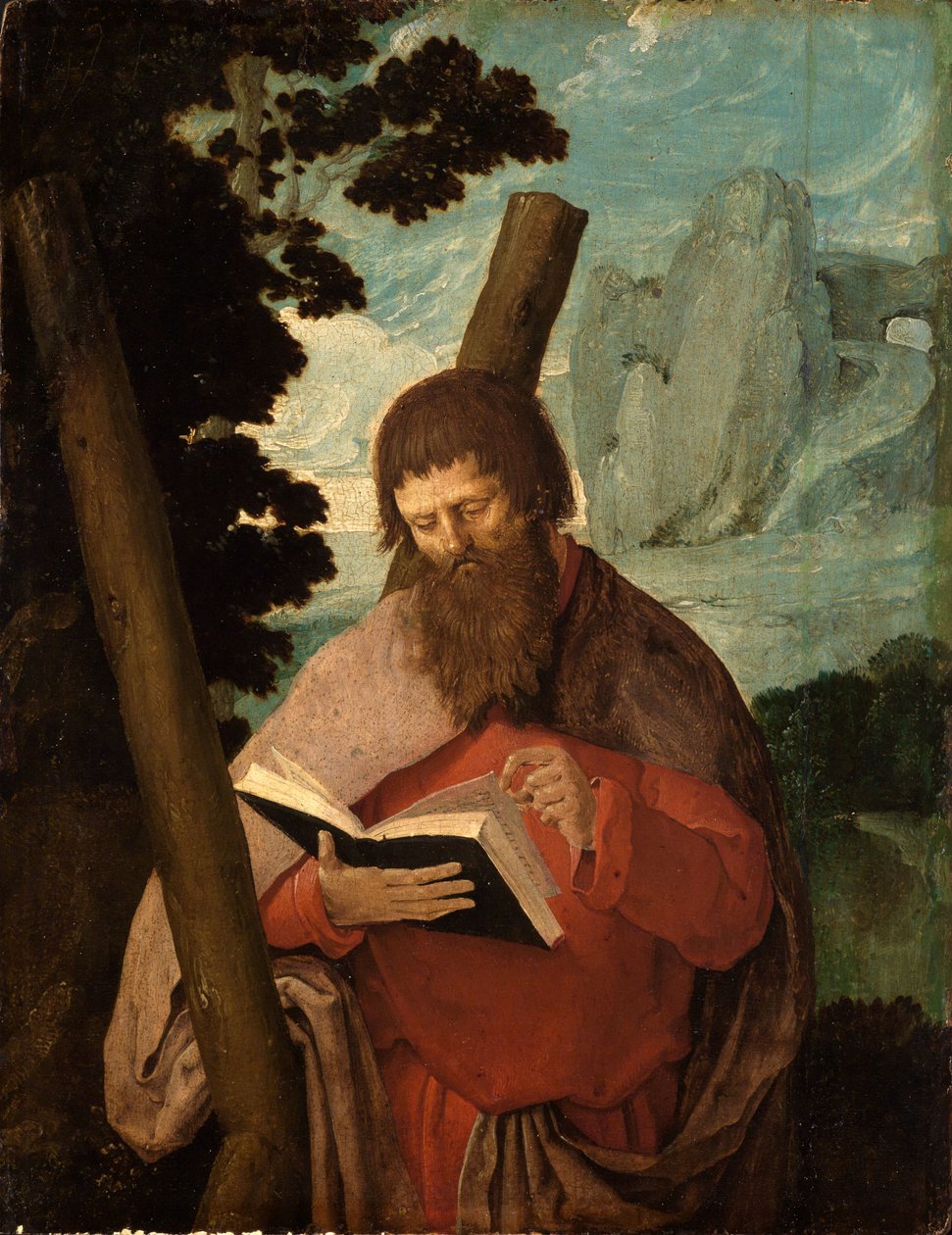 Santo André em meio-corpo de Lucas van Leyden