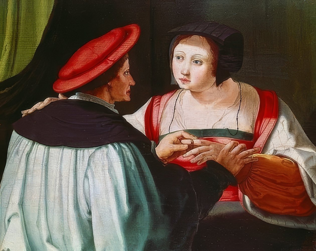 O noivado. Por volta de 1530 de Lucas van Leyden