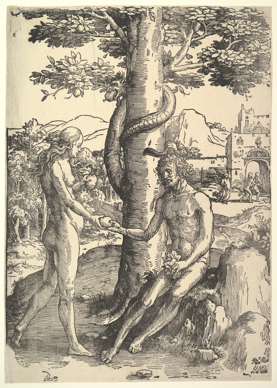 Queda do Homem, Adão e Eva, ca. 1514 de Lucas van Leyden