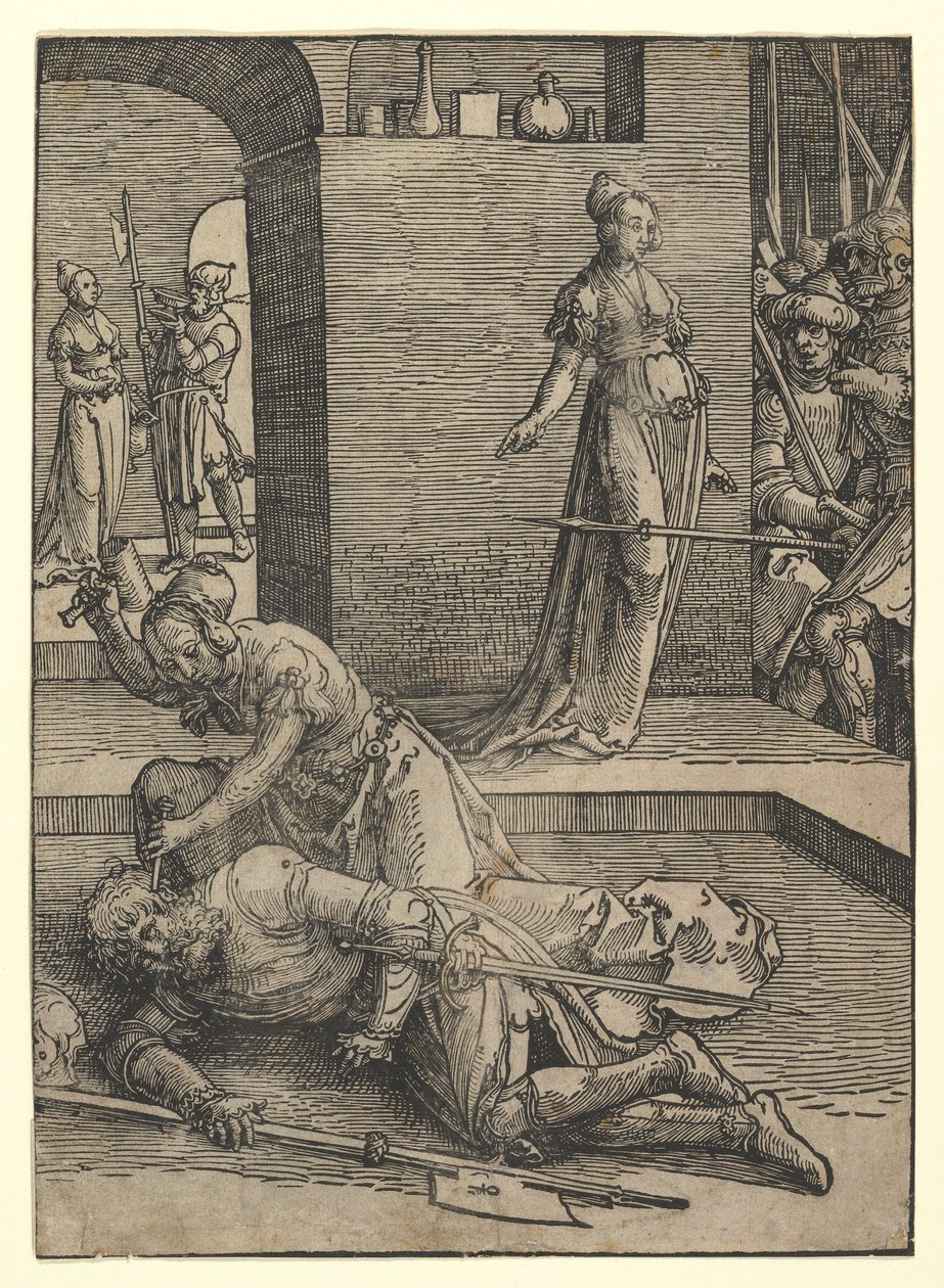 Jael Killing Sisera, sem moldura ornamental, 1517. de Lucas van Leyden