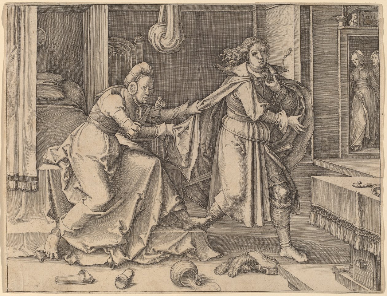 José escapando da esposa de Potifar de Lucas van Leyden
