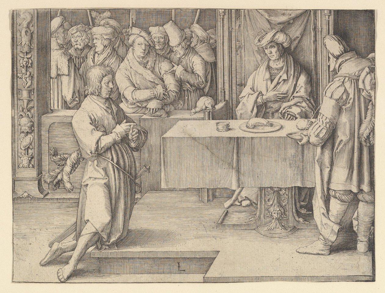 Joseph Interpretando Sonhos dos Faraós, 1512. de Lucas van Leyden