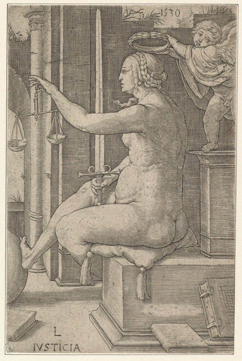 Justiça, da série The Virtues, 1530. de Lucas van Leyden