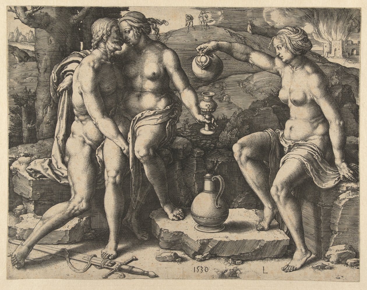 Lot e as suas filhas de Lucas van Leyden
