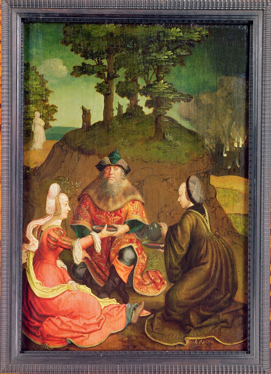 As filhas de Ló fazem seu pai beber vinho, c.1508-15 (óleo em carvalho) de Lucas van Leyden