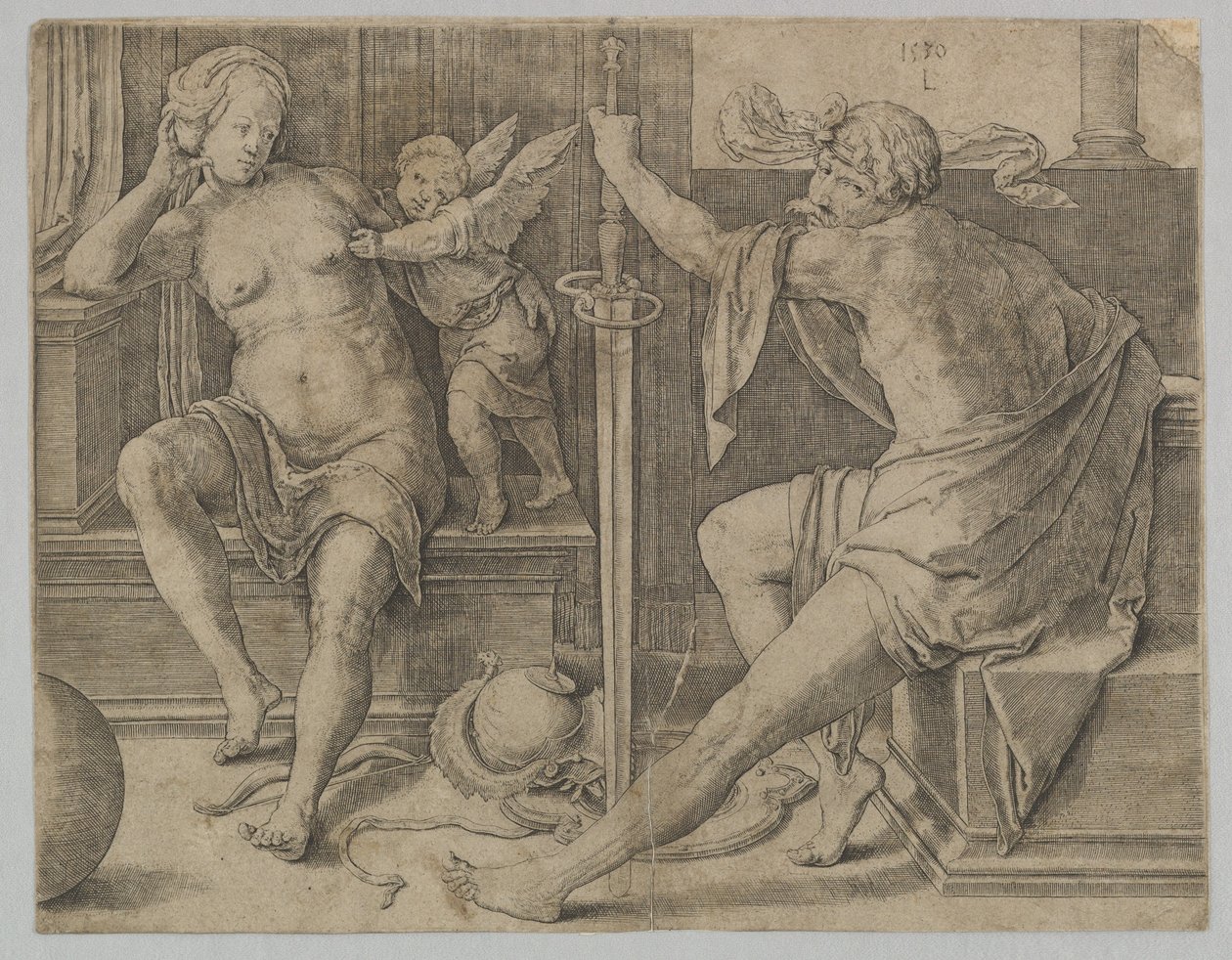 Marte, Vénus e Cupido, 1530. de Lucas van Leyden