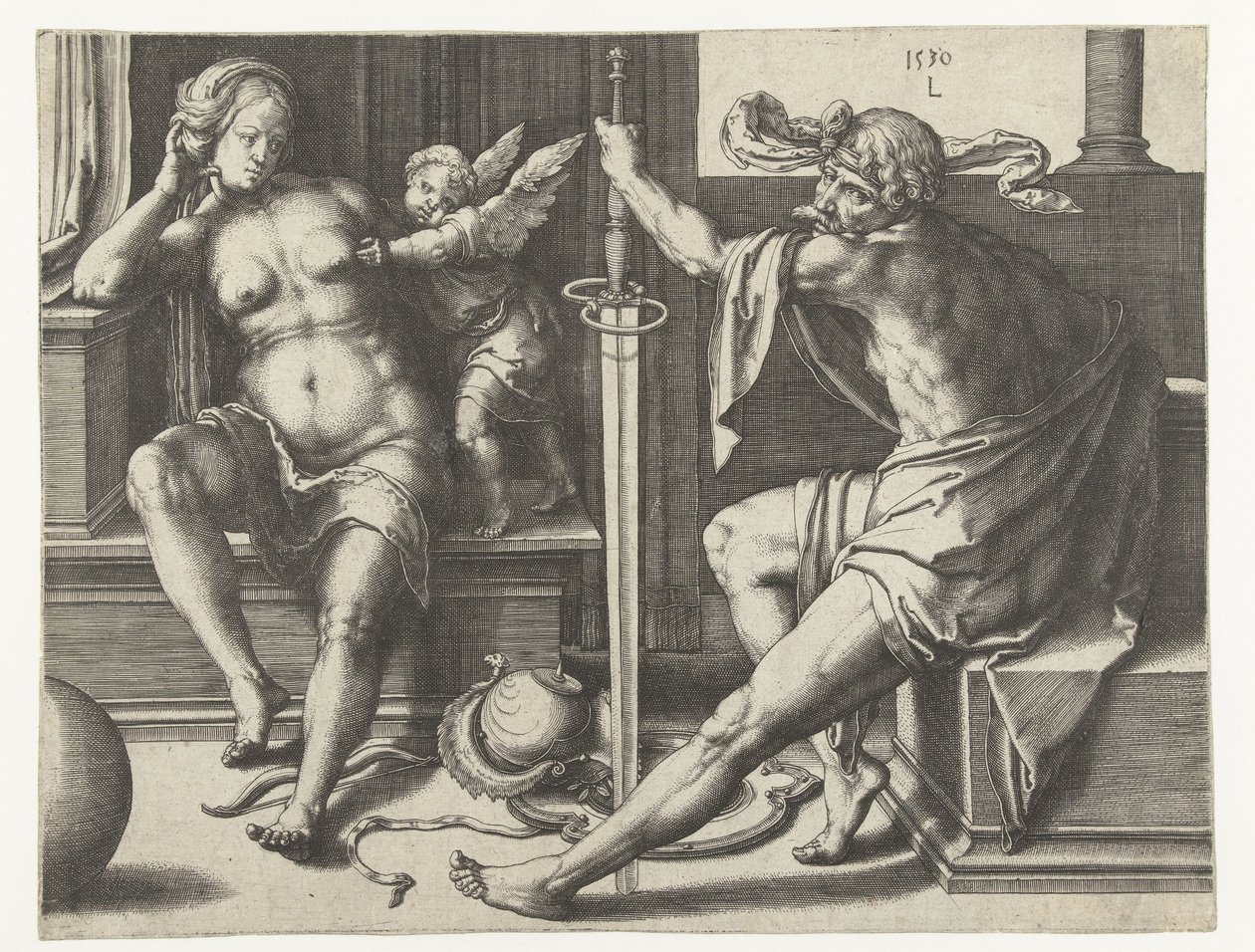 Marte, Vênus em Cupido de Lucas van Leyden