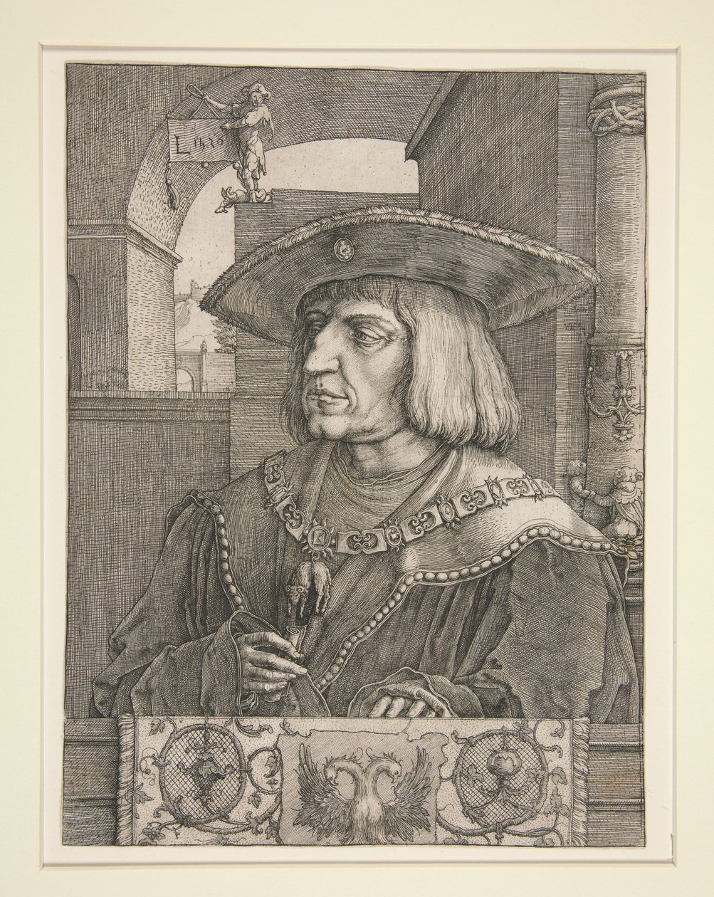 Retrato do imperador Maximiliano I de Lucas van Leyden