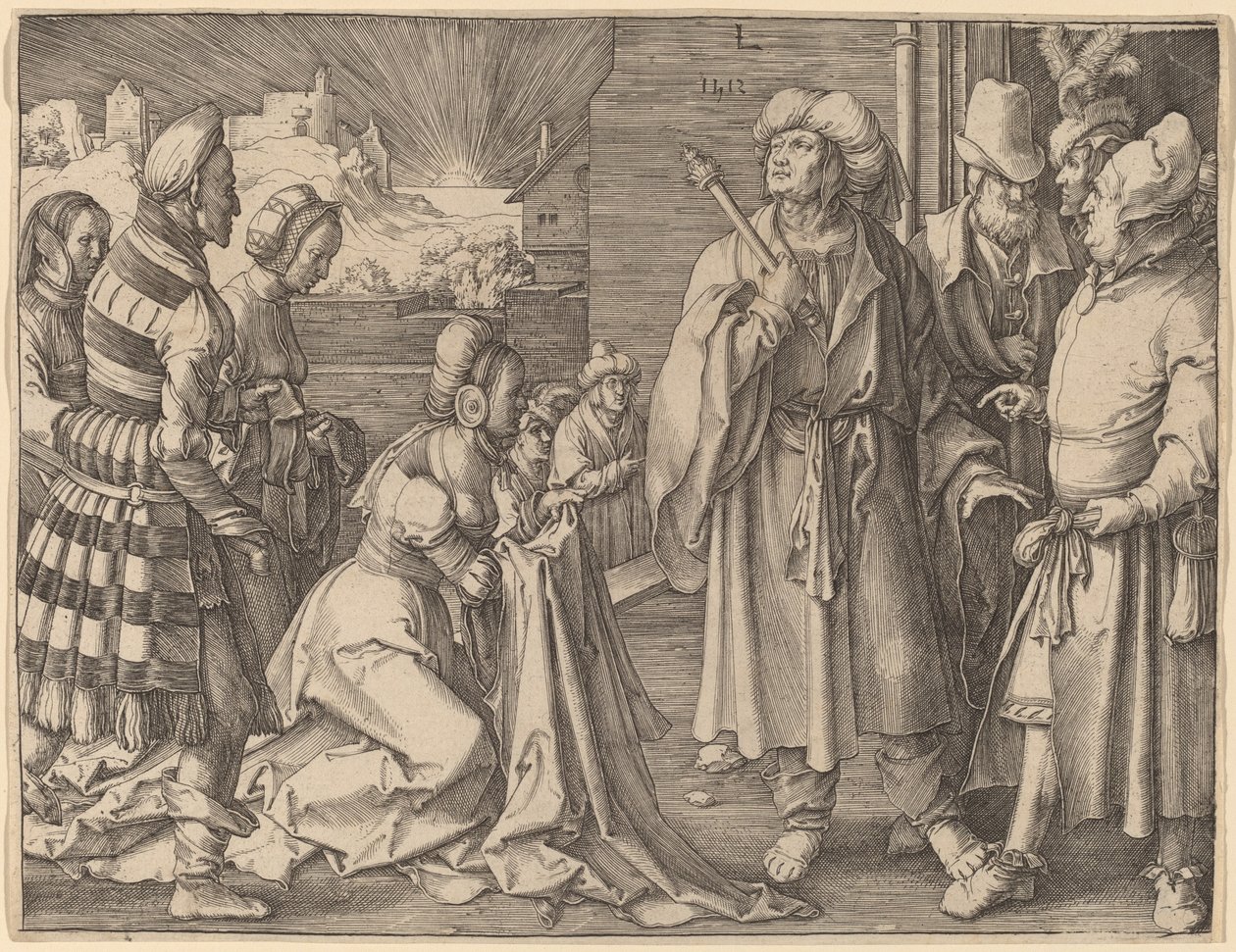 Esposa de Potifar acusando José de Lucas van Leyden