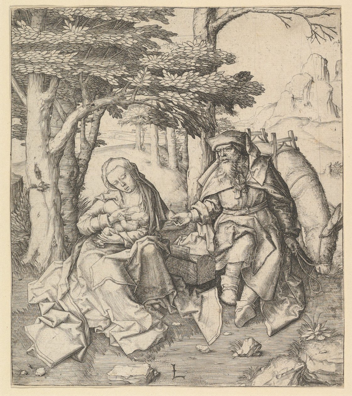 Descanse na fuga para o Egito, ca. 1506 de Lucas van Leyden