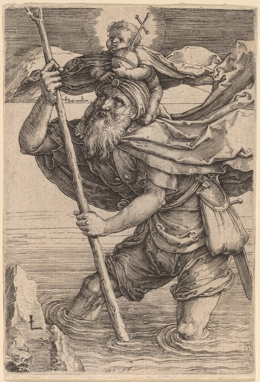 São Cristóvão carregando o Menino Jesus de Lucas van Leyden