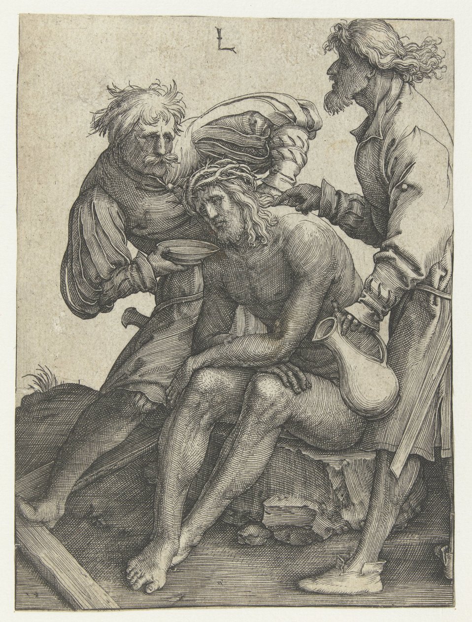Soldados dão Cristo para beber de Lucas van Leyden