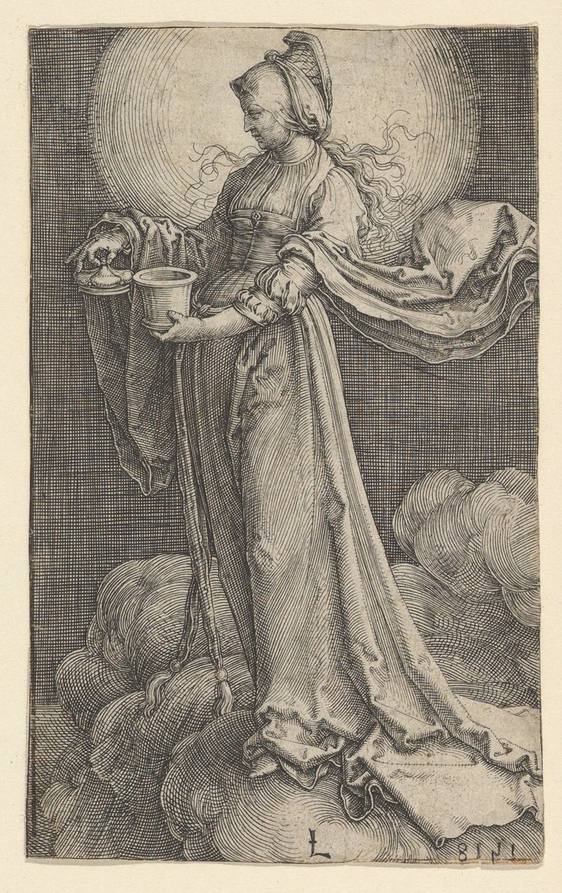 Santa Maria Madalena nas nuvens, 1518. de Lucas van Leyden