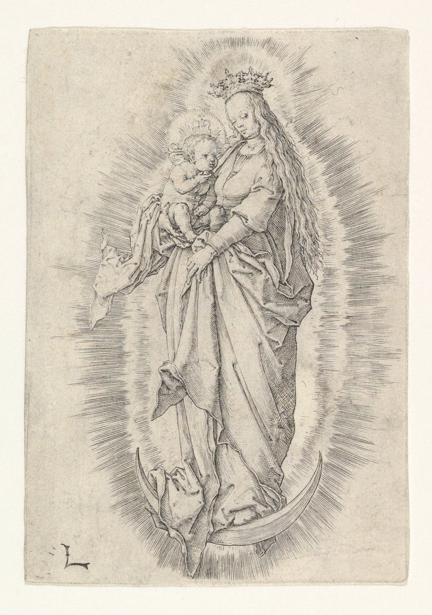 A Virgem Coroada com o Menino na Glória, ca. 1512 de Lucas van Leyden