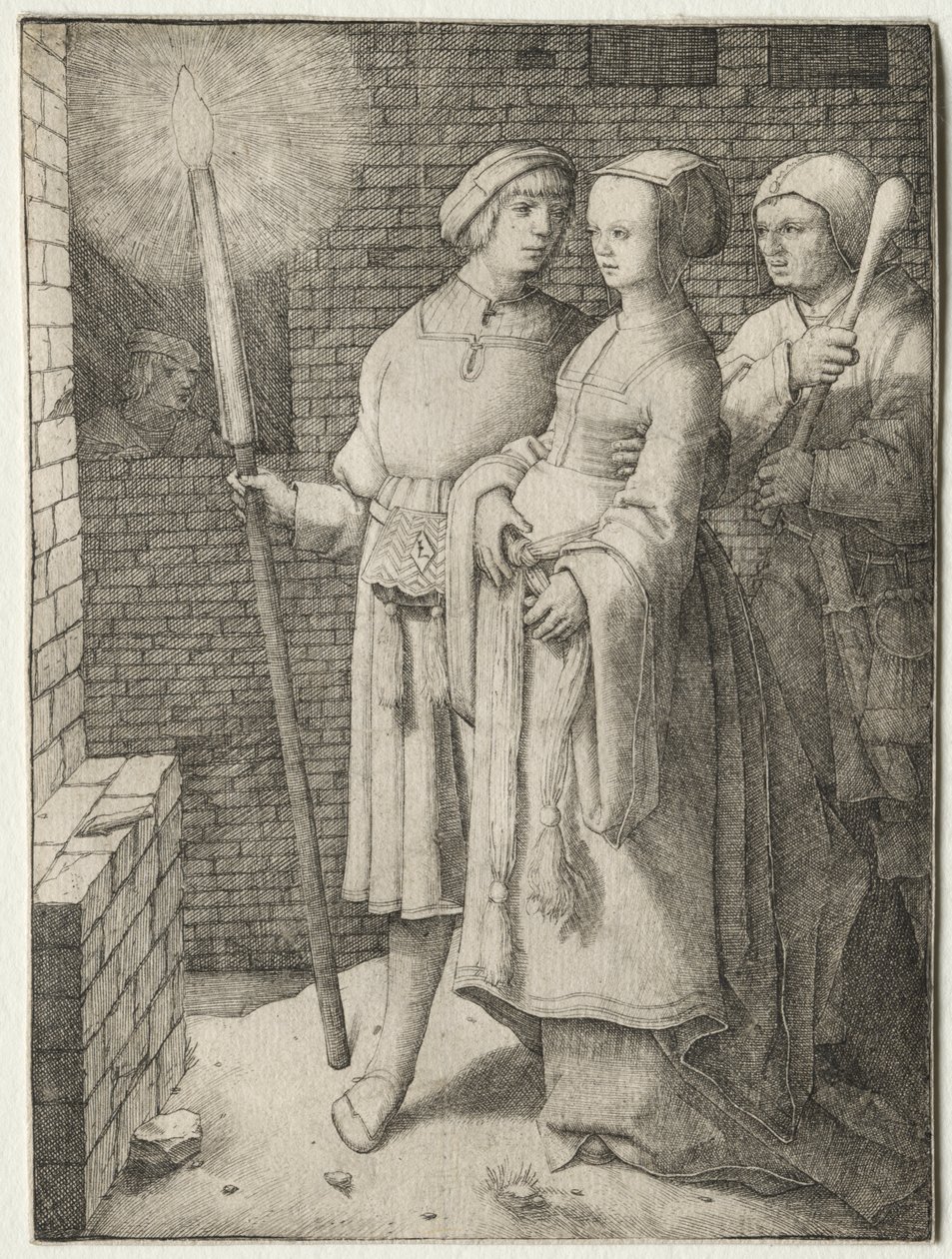 O homem com a tocha e uma mulher seguida por um tolo de Lucas van Leyden