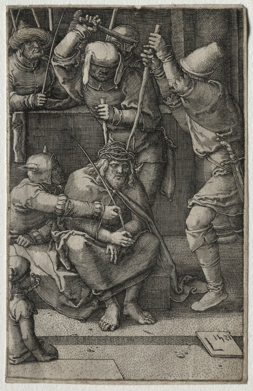 A paixão: Cristo coroado de espinhos, 1521. de Lucas van Leyden