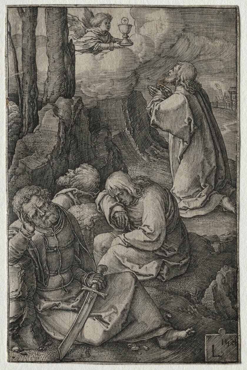 A paixão: a agonia no jardim, 1521. de Lucas van Leyden