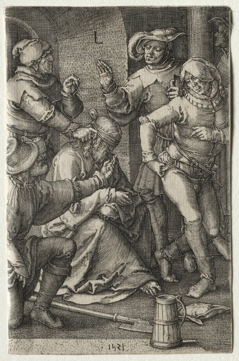 A paixão: a zombaria de Cristo, 1521. de Lucas van Leyden