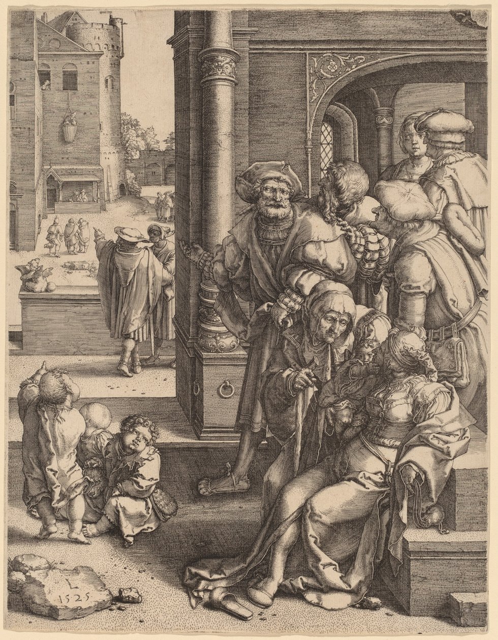 O Poeta Virgílio Suspenso em um Cesto de Lucas van Leyden