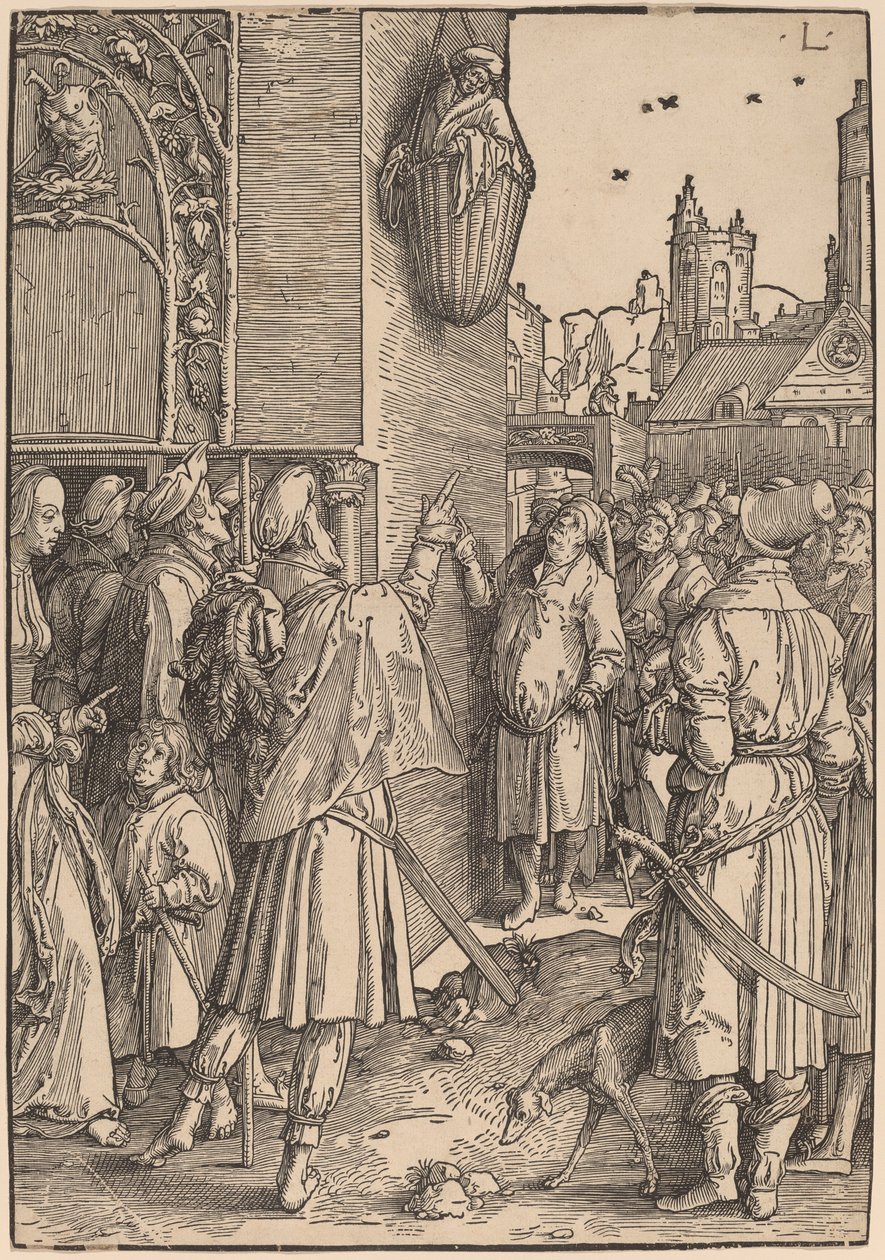 O Poeta Virgílio Suspenso em um Cesto de Lucas van Leyden