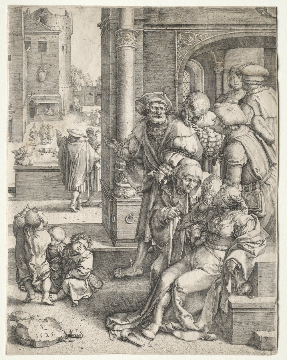 O Poeta Virgílio Suspenso em um Cesto de Lucas van Leyden
