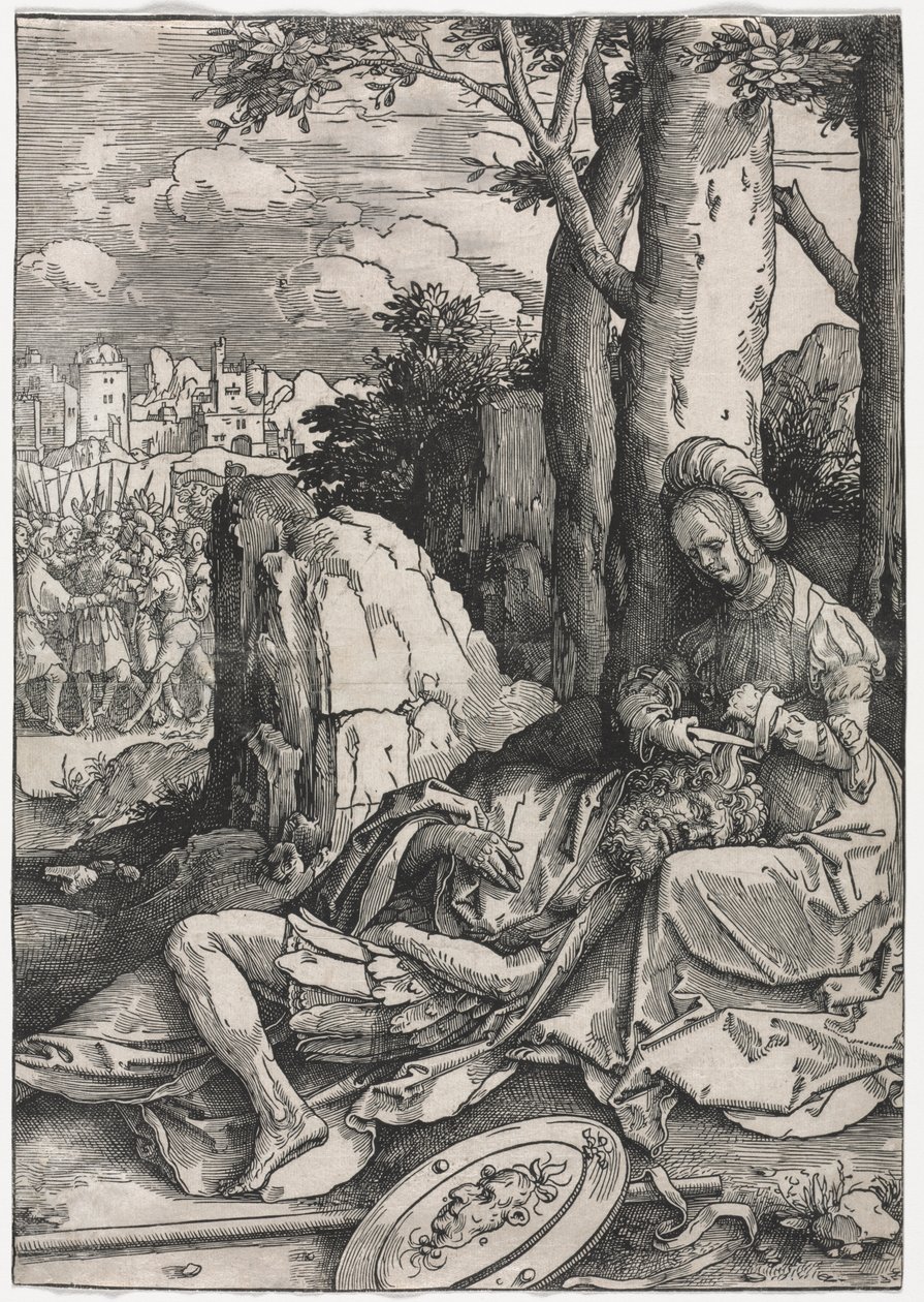 O poder das mulheres: Sansão e Dalila, c.1512 (xilogravura) de Lucas van Leyden