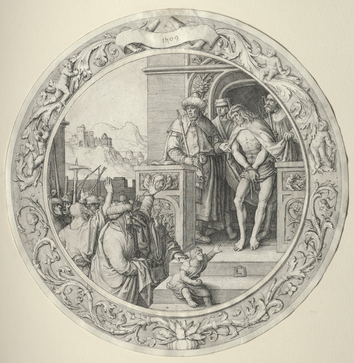 A Paixão Redonda: Cristo Apresentado ao Povo de Lucas van Leyden