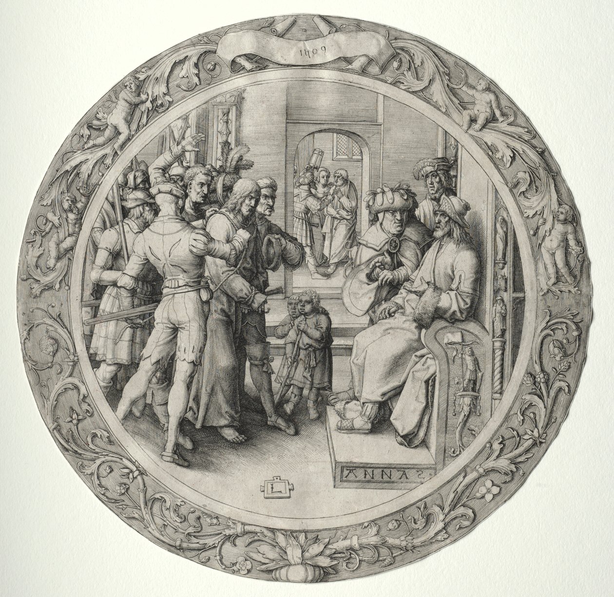 A Paixão Redonda: Cristo diante do Sumo Sacerdote de Lucas van Leyden