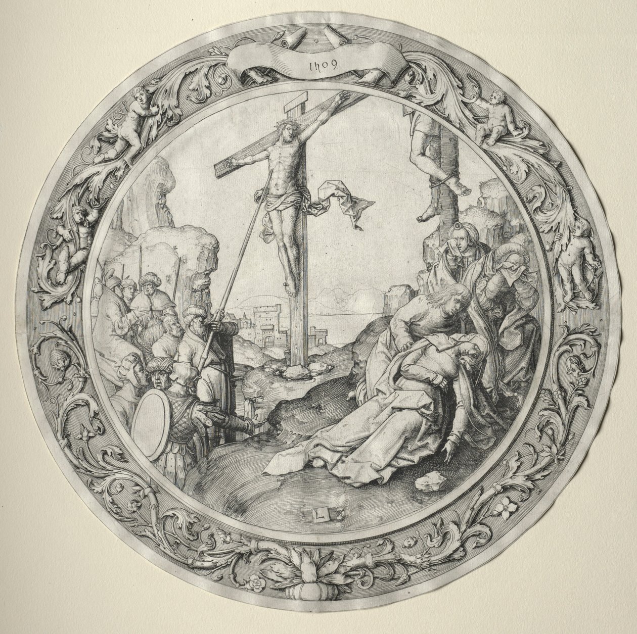 A Paixão Redonda: A Crucificação, 1509. de Lucas van Leyden