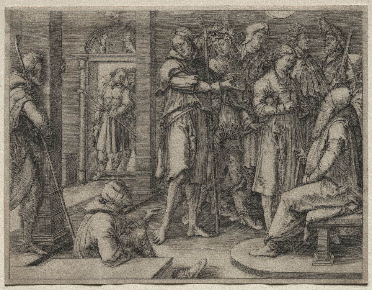A história de José: José interpreta seu sonho para Jacó de Lucas van Leyden