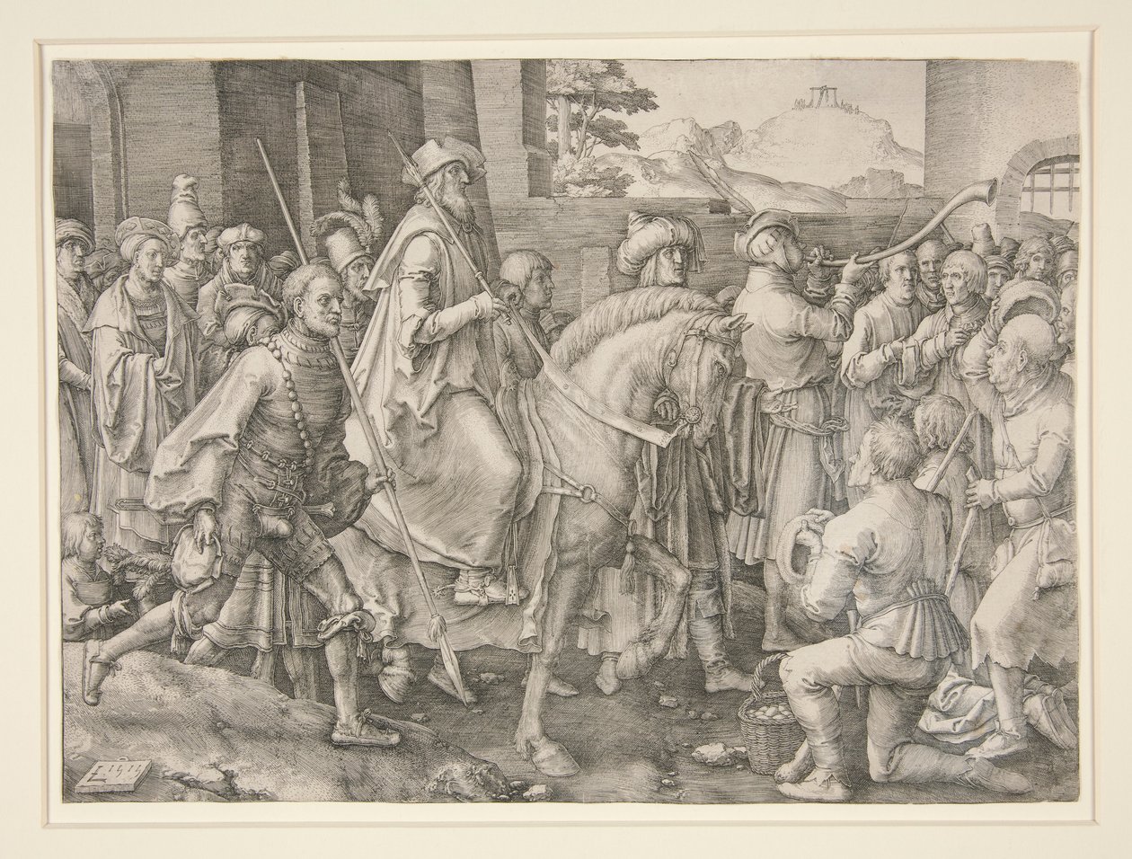 O Triunfo de Mordecai, Esther 6.11 de Lucas van Leyden