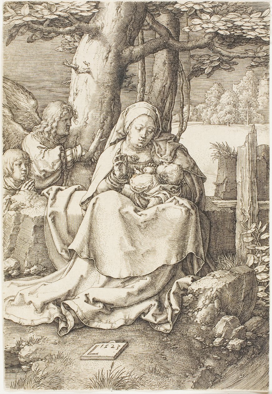 A Virgem e o Menino com Dois Anjos de Lucas van Leyden