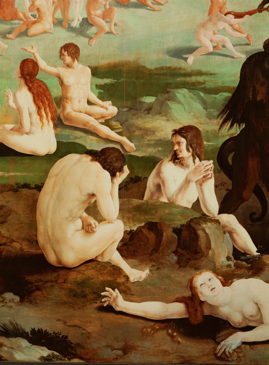 Os mortos a levantarem-se dos seus túmulos (óleo sobre madeira) de Lucas van Leyden