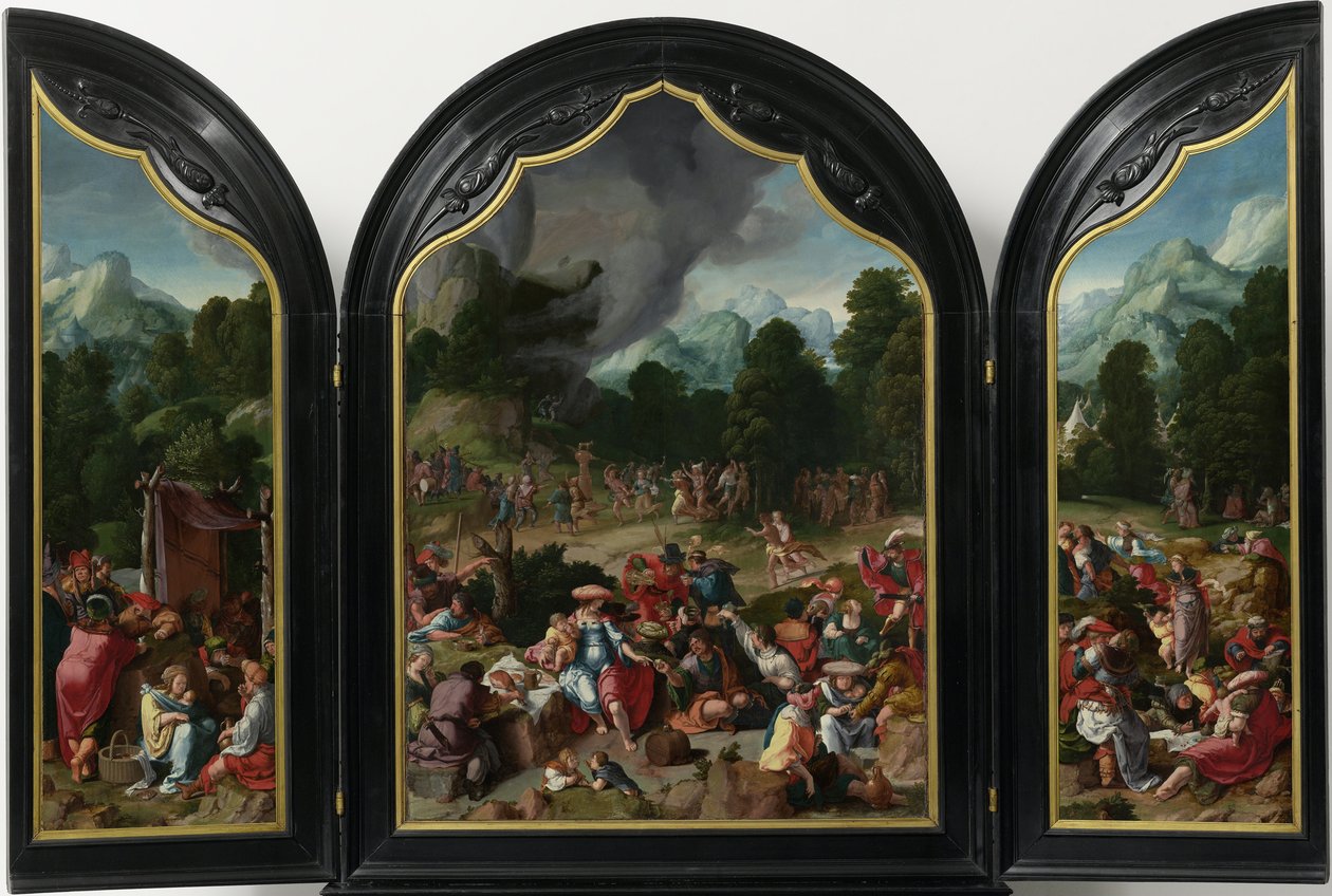 Tríptico com a adoração do bezerro de ouro de Lucas van Leyden
